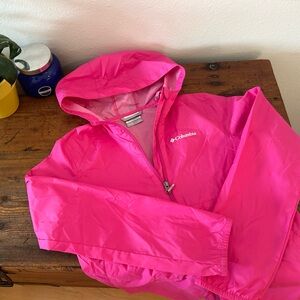 Kids Columbia Bright Pink Hooded Windbreaker